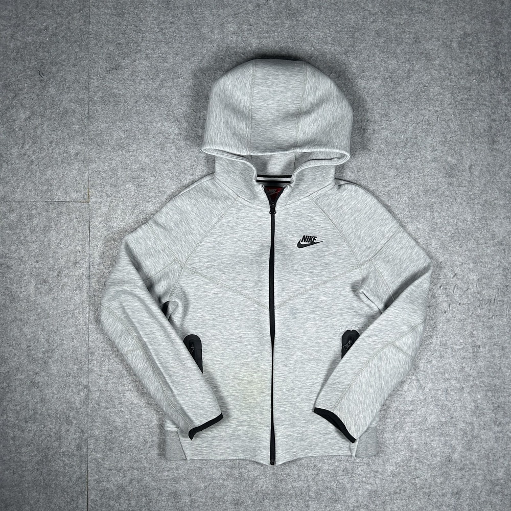 Nike Tech Fleece Hoodie Boys Large Grey Heather Full Zip Youth Sportswear